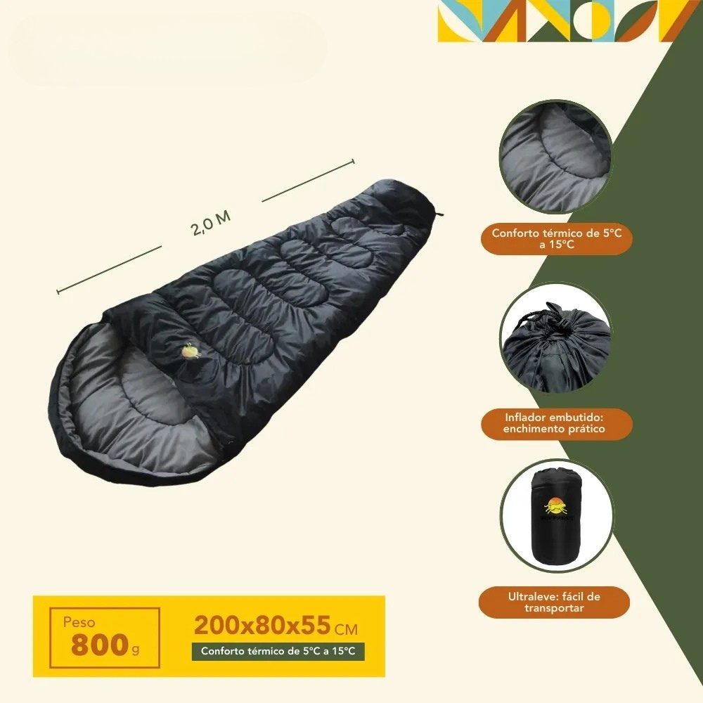 Saco de Dormir Tipo Sarcófago Ultralight