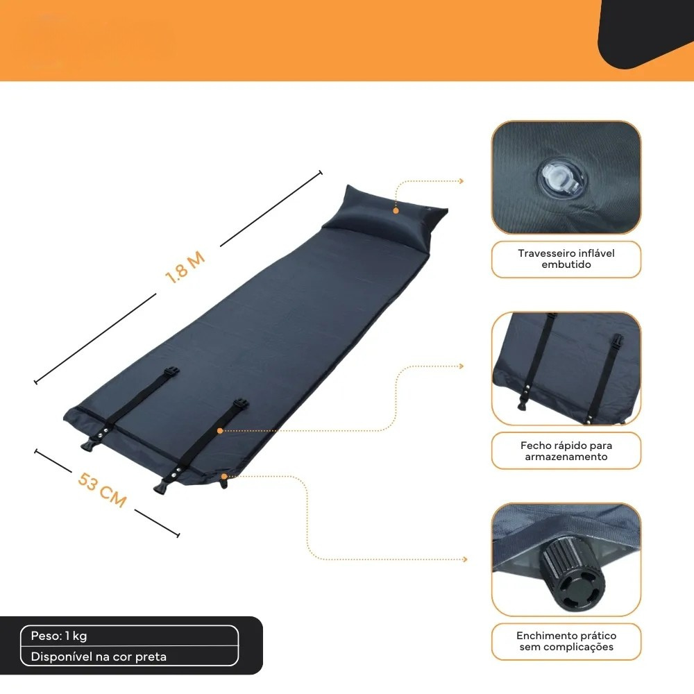Colchonete Inflável Poliéster PVC Cozy ALL TREK