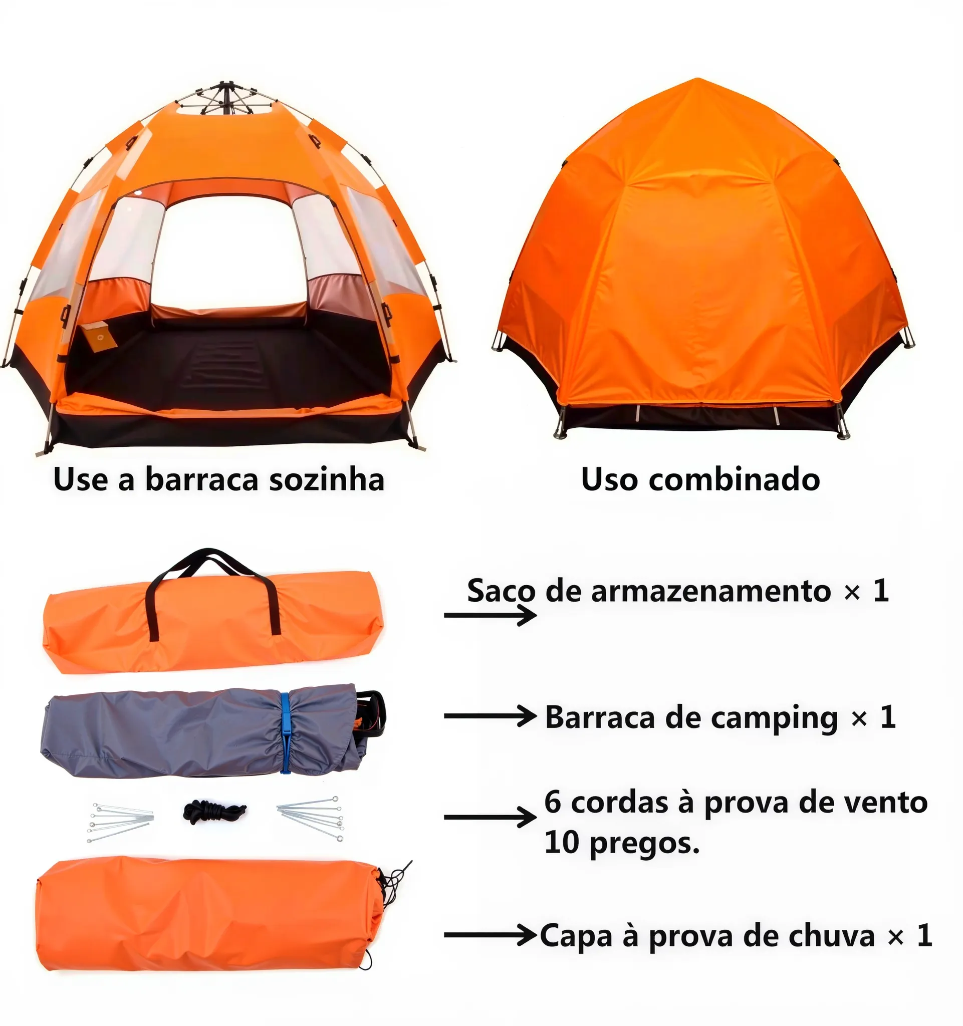 Tenda Barraca Camping Praia Viagem Acampamento 4 A 6 Pessoas com Capa